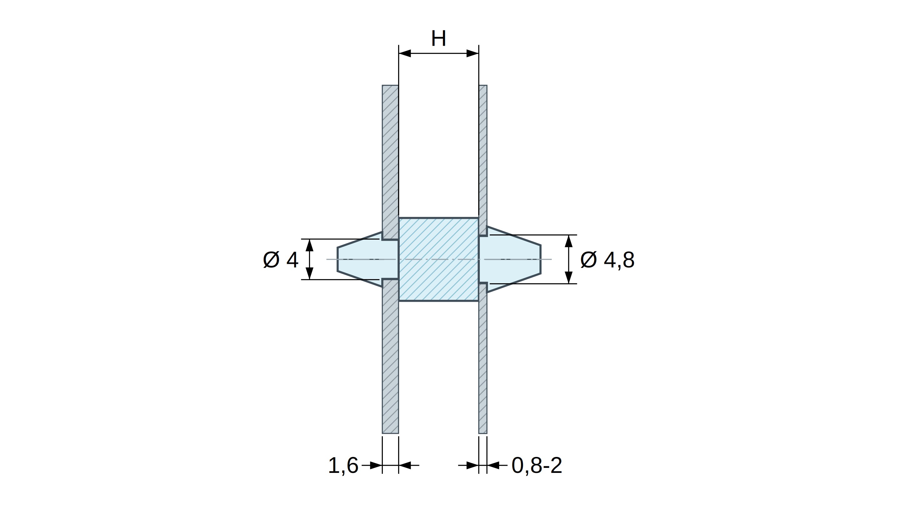 Suporte PCB de encaixe em ambos os lados, Poliamida PA6.6, natural, UL94-V0, PCB Ø4/1,6 mm / CH Ø4,8/0,8–2 mm
