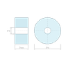 Maattekening 2 mm, Gladde afstandsbus van glasvezelversterkt polyamide PA6 Ø1x4mm voor schroef M1