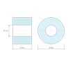 Maattekening 2 mm, Gladde keramische afstandsbus C221 Ø1,2x2,8mm