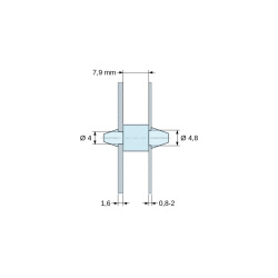 Dubbelzijdig inklikbare printplaatsteun, PA6.6-polyamide, naturel, UL94-V0, PCB Ø4/1,6 mm / CH Ø4,8/0,8–2 mm