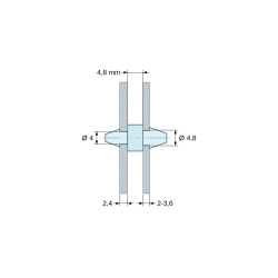 Dubbelzijdig inklikbare printplaatsteun, PA6.6-polyamide, naturel, UL94-V2, PCB Ø4/2,4 mm / CH Ø4,8/2–3,6 mm