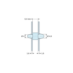 Dubbelzijdig inklikbare printplaatsteun, PA6.6-polyamide, naturel, UL94-V2, PCB Ø4/1,6 mm / CH Ø4,8/1,6 mm