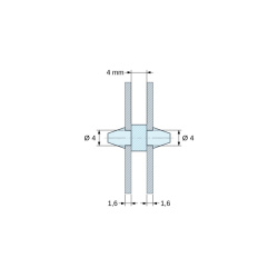 Dubbelzijdig inklikbare printplaatsteun, PA6.6 naturel, UL94-V2, PCB-gat Ø4 mm, PCB-dikte 1,6 mm