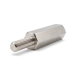 Tulejka dystansowa gwintowana sześciokątna, gwint wew./zew., mosiądz niklowany, bez ołowiu M3, SW 5,5 mm
