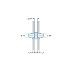 Dwustronnie zatrzaskowy wspornik PCB, PA6.6 naturalny, UL94-V2, otwór PCB Ø3,9 mm, grubość PCB 1,6 mm