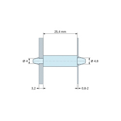 Dwustronnie zatrzaskowy wspornik PCB, Poliamid PA6.6, naturalny, UL94-V2, PCB Ø4/3,2 mm / CH Ø4,8/0,8–2 mm