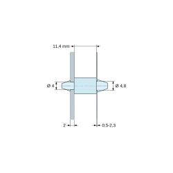 Dwustronnie zatrzaskowy wspornik PCB, Poliamid PA6.6, naturalny, UL94-V2, PCB Ø4/2 mm / CH Ø4,8/0,5–2,3 mm