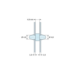 Suporte PCB de encaixe em ambos os lados, PA6.6 natural, UL94-V2, furo PCB Ø4,8 mm, espessura PCB 1,6 mm