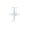 Desenho cotado 5 mm, Suporte de encaixe para circuito impresso com rosca interior M3, PA6.6 preta UL94-HB, furo Ø4 mm, placa 2,1 mm