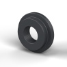 Bucha isoladora com flange Ø3,1x7,6mm, ressalto baixo Ø6mm, poliamida PA6.6 preta reforçada com fibra de vidro UL94-HB