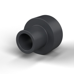 Bucha isoladora com flange Ø3,5x7mm, ressalto alto Ø4,9mm, poliamida PA6.6 preta reforçada com fibra de vidro UL94-HB