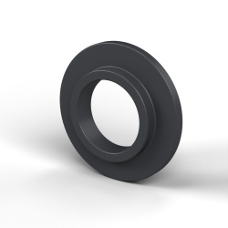 Bucha isoladora com flange Ø6,2x12mm, ressalto alto Ø7,9mm, poliamida PA6.6 preta reforçada com fibra de vidro UL94-HB