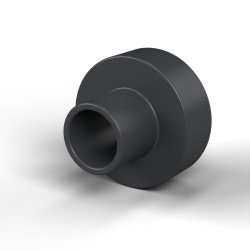 Bucha isoladora com flange Ø3,1x7,6mm, ressalto alto Ø3,9mm, altura 6mm, PA6.6 preta com fibra de vidro UL94-HB