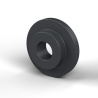 Bucha isoladora com flange Ø3,1x10mm, ressalto baixo Ø6,4mm, poliamida PA6.6 preta reforçada com fibra de vidro UL94-HB