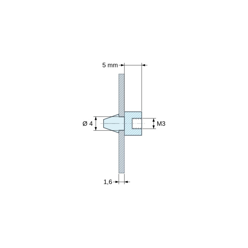 Suport clipsabil pentru placă electronică M3 Plastic PA6.6