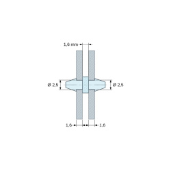Suport PCB clipsabil pe ambele părți, poliamidă PA6.6 naturală UL94-V2, orificiu PCB Ø2,5 mm, PCB 1,6 mm