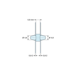 Suport PCB cu fixare dublă prin clipsare, PA6.6 naturală, UL94-V2, gaură PCB Ø4,8 mm, grosime PCB 0,8–2 mm
