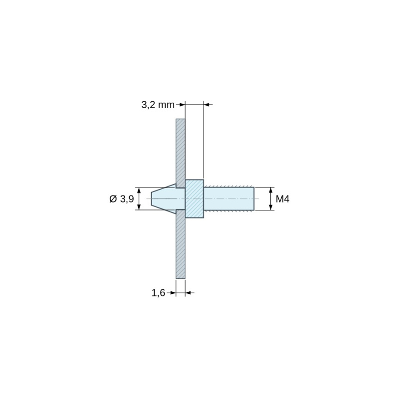 Suport clipsabil pentru placă electronică M4 Plastic PA6.6