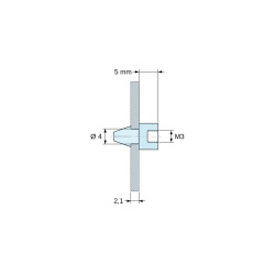 Suport clipsabil pentru placă electronică, cu filet interior M3, poliamidă PA6.6 neagră UL94-HB, orificiu Ø4 mm, placă 2,1 mm