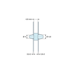 Desen cotat 4,8 mm, Suport PCB cu fixare dublă prin clipsare, Poliamidă PA6.6, naturală, UL94-V2, PCB Ø4/0,8–2 mm / CH Ø4,8/0,8–2 mm
