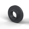 Bucșă de izolare cu flanșă Ø3x7,1mm, umăr jos Ø3,7mm, sulfură de polifenilenă PPS neagră UL94-V0