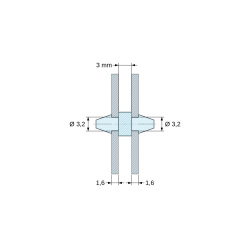 Obojstranne zacvakávací držiak DPS, prírodný polyamid PA6.6 UL94-V2, otvor DPS Ø3,2 mm, DPS 1,6 mm