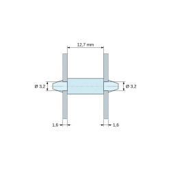 Obojstranne zacvakávacia podpera DPS, PA6.6 prírodný, UL94-V0, otvor DPS Ø3,2 mm, hrúbka DPS 1,6 mm