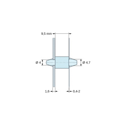 Obojstranne zacvakávacia podpera DPS, Polyamid PA6.6, prírodný, UL94-V2, PCB Ø4/1,6 mm / CH Ø4,7/0,4–2 mm