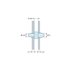 Obojstranne zacvakávacia podpera DPS, Polyamid PA6.6, prírodný, UL94-V2, PCB Ø2,5/1,7 mm / CH Ø3/1,2 mm