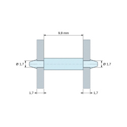 Obojstranne zacvakávacia podpera DPS, PA6.6 prírodný, UL94-V2, otvor DPS Ø1,7 mm, hrúbka DPS 1,7 mm