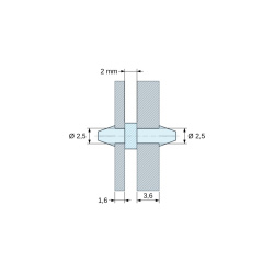 Obojestransko zaskočno držalo PCB, Poliamid PA6.6, naravni, UL94-V2, PCB Ø2,5/1,6 mm / CH Ø2,5/3,6 mm