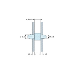 Obojestransko zaskočno držalo PCB, Poliamid PA6.6, naravni, UL94-V2, PCB Ø3,2/1,6 mm / CH Ø2,5/1,6 mm