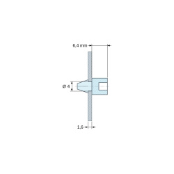 Snäppfäste för kretskort för självgängande skruv Ø3,5, naturfärgad PA6.6-polyamid UL94-V2, hål Ø4 mm, kretskort 1,6 mm
