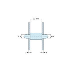 Dubbelsidigt snäppfäste för kretskort, PA6.6 naturfärgad, UL94-HB, PCB-hål Ø4 mm, kretskortstjocklek 2 mm